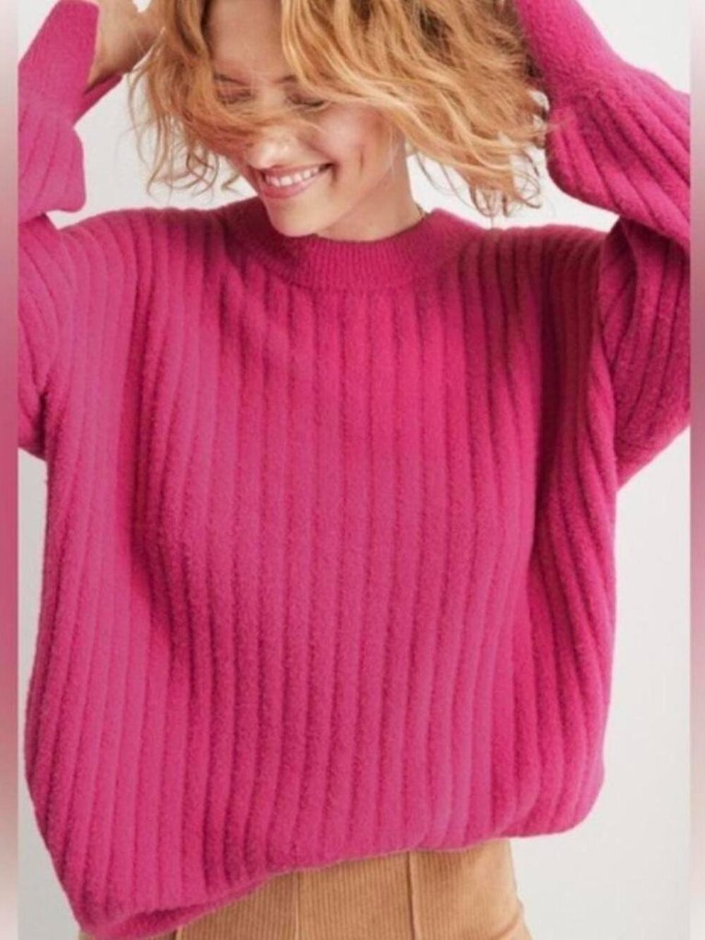 Pink Chunky Ribbed Sweater | Cozy Oversized Aerie Knit